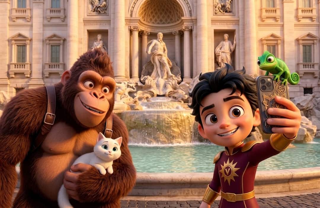 Vimplay characters taking a selfie in Rome, Italy, ahead of SiGMA World 2026